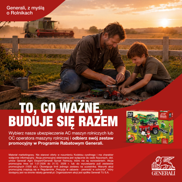 Promocja z polisą Generali Agro Ekspert lub Generali Sprzęt Rolniczy